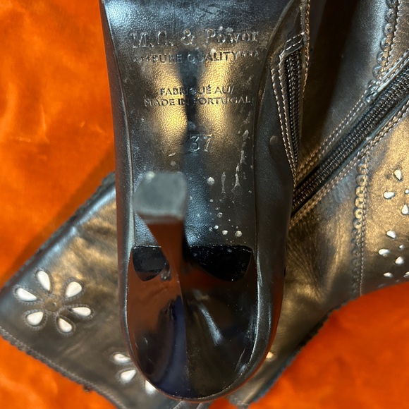 RARE vintage pointed toe genuine leather booties floral 90’s stiletto heel boots - Picture 3 of 13